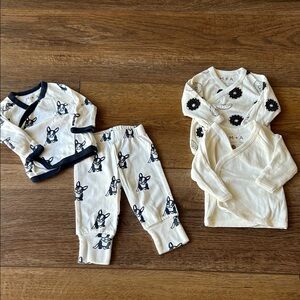 Lot‎ of 3 Monica+Andy Baby Pajama Set /Bull Dog Print +2 long Sleeve T-shirts NB